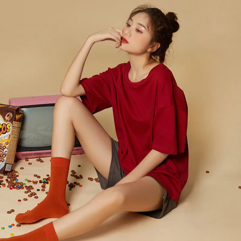 Pajamas Women's Pure Cotton New Spring and Summer Short-sleeved Cute and Sweet Home Service Two-piece Suit for Summer Outer Wear