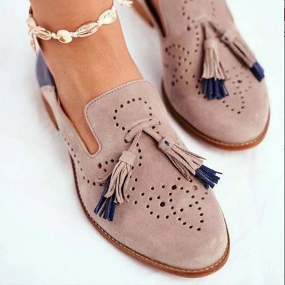 

Женские туфли-броги с бахромой, из ПУ кожи, Размеры 35-42