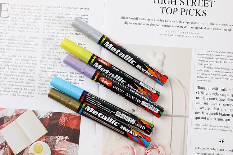 1Pcs Water-based Paint Metal Marker Pens Sharpie 3.0mm Gold Silver Ceramic Rock Glass Porcelain Mug Wood Fabric Canvas Painting