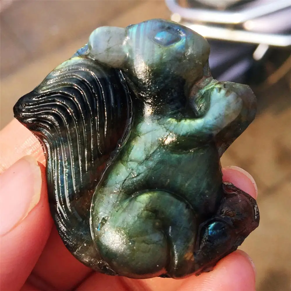 1 шт. AAAA Красивая кристальная Резьба Натуральный ручной работы Лабрадор камень