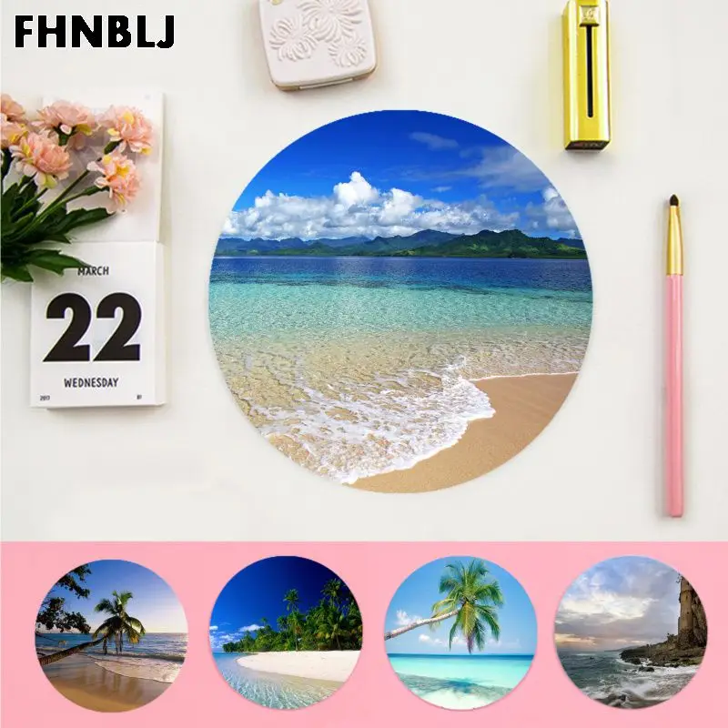 

FHNBLJ 2018 New The Beach Palm Beautiful Anime round Mouse Mat Anti-Slip Laptop PC Mice Pad Mat gaming Mousepad