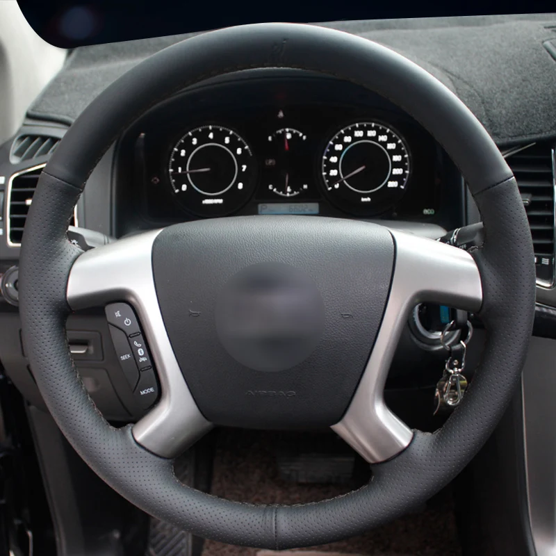 Черная искусственная кожа Чехол рулевого колеса автомобиля для Chevrolet Captiva 2007 2014