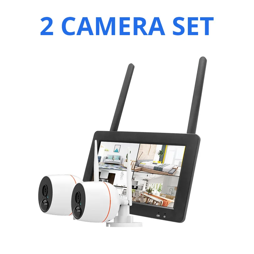 2 cameras set Weтранс 4CH 1080P Беспроводная cctv камера система безопасности комплект Wifi NVR сенсорный экран двухсторонний аудио уличные камеры видеонаблюдения набор - Цвет: 2 cameras set