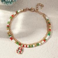 european and american christmas trinkets holiday atmosphere chain rice bead bracelets cute cartoon dripping oil women bracelet