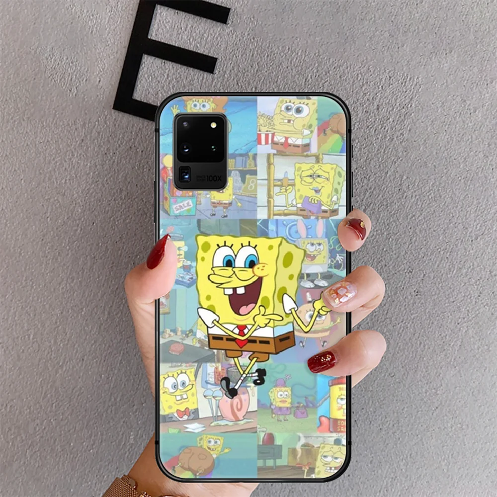 

Cute Couples SpongeBobs Phone Case Cover For Samsung Galaxy Note S 7 8 9 10 20 21 10E Plus Lite Uitra Black Funda Luxury