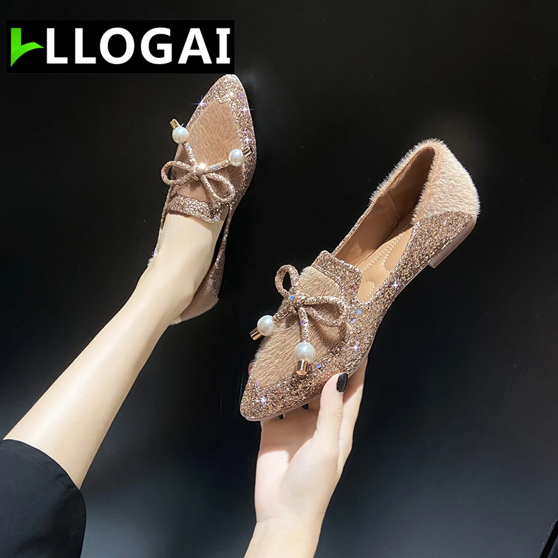 

Туфли женские замшевые с острым носком, модная свадебная обувь с кристаллами, с бантом, на плоской подошве