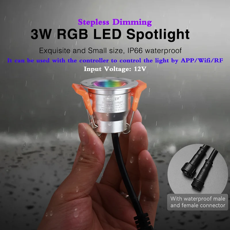 3 Вт RGB Диммируемый Светодиодный точечный светильник IP66 мини внутренний и