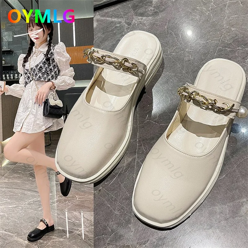 

Полутапочки Baotou для женщин, подходящие ко всему, Новинка лета 2021, ярко-красная сетчатая модная женская обувь