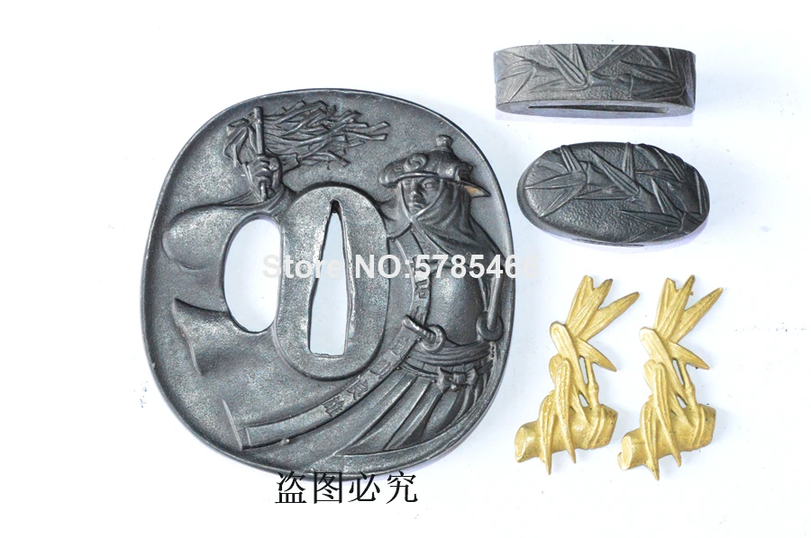 Редкий набор самурайский Железный стальной кожух Tsuba Menuki Fuchi Кашира для японских
