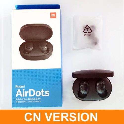 Inlock Xiaomi Redmi Airdots Xiaomi Беспроводные Наушники управление голосом Bluetooth 5,0 контроль шумоподавления - Цвет: CN Version Black