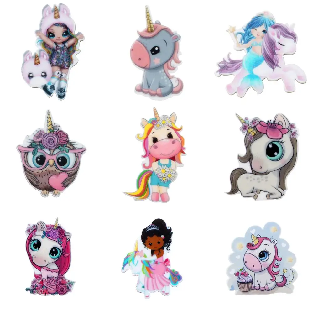 5 шт. Единорог лошадь резиновый плоский задник для волос банты индивидуальные