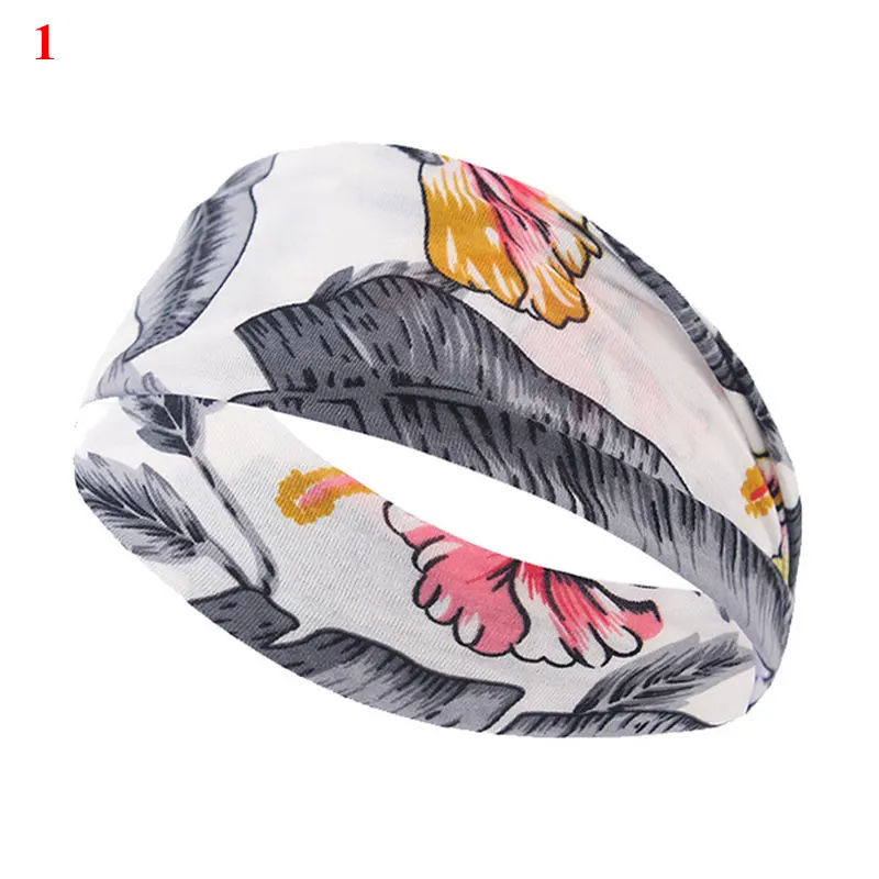 

2021 Simple Women Headpiece Stretch Turban Hair Accessories Headwear Run Bandage Print Bands Gym Headbands Running Wide Headwrap