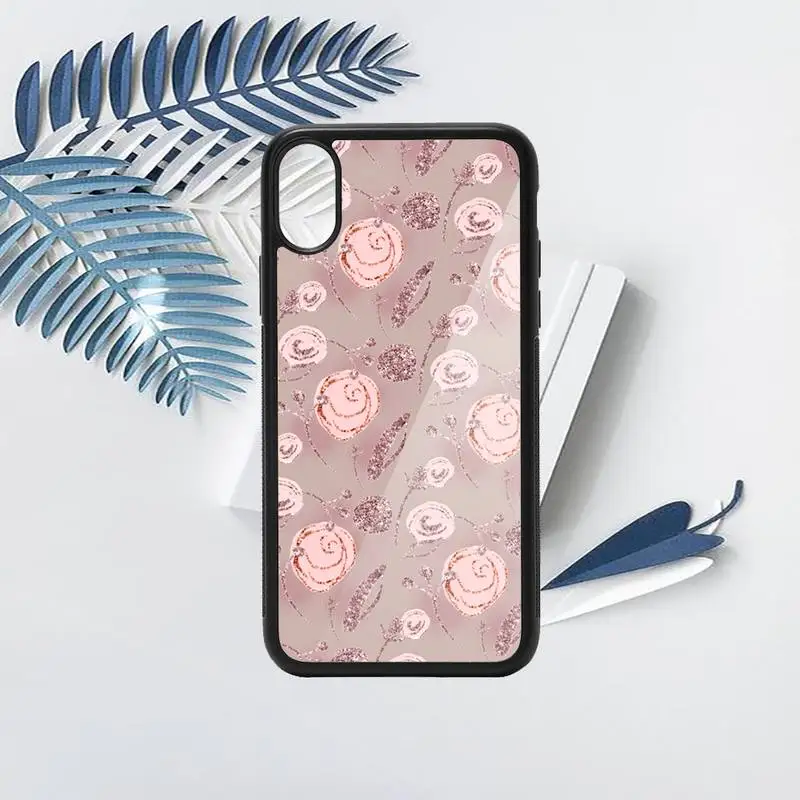 

Glitter Love Gold Rose Phone Case PC for iPhone 11 12 pro XS MAX 8 7 6 6S Plus X 5S SE 2020 XR high quality Anti-fall capa