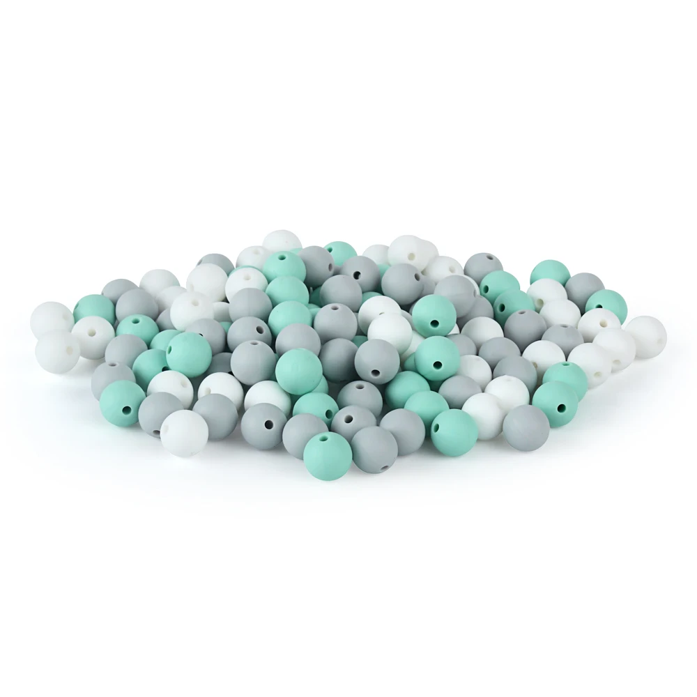 Keep&Grow 60Pcs Round Silicone Beads 12mm Baby Teethers Bead DIY Teething Necklace Lentils Pearl Products | Мать и ребенок