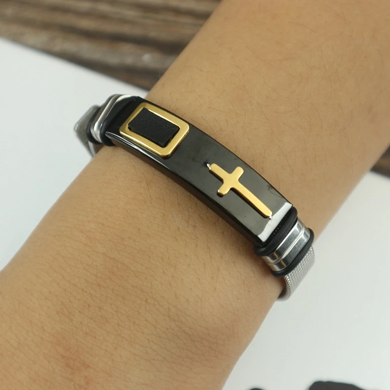 

High Quality Titanium Steel Fashion Men's Bracelet Lord Prayer Cross Bracelet for Christian Classic Gift For Men Fashion Jewelry