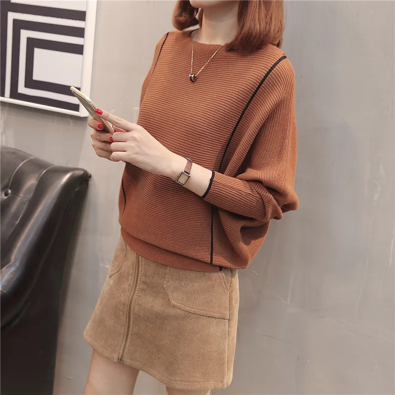 Loose Autumn Knit Black Pullover Sweater Women Fashion New Arrival Knitwear Ladies Tops Jumper Female Pullovers Top | Женская одежда