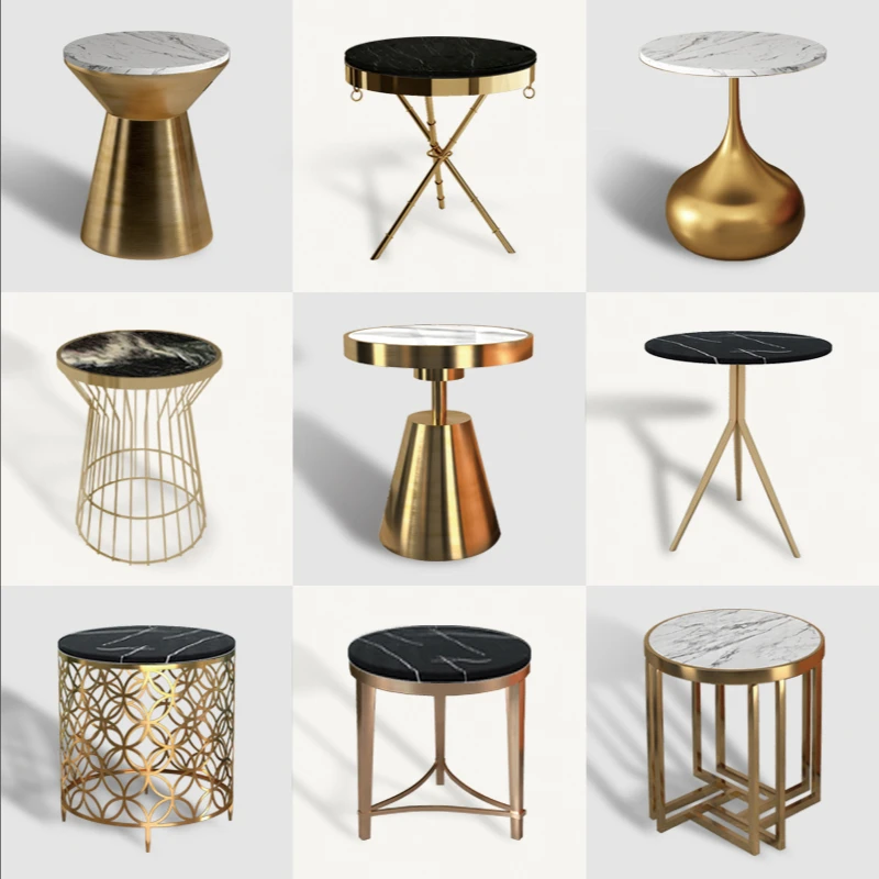 

FQ Italian Minimalist Light Luxury Stainless Steel Marble Corner Table