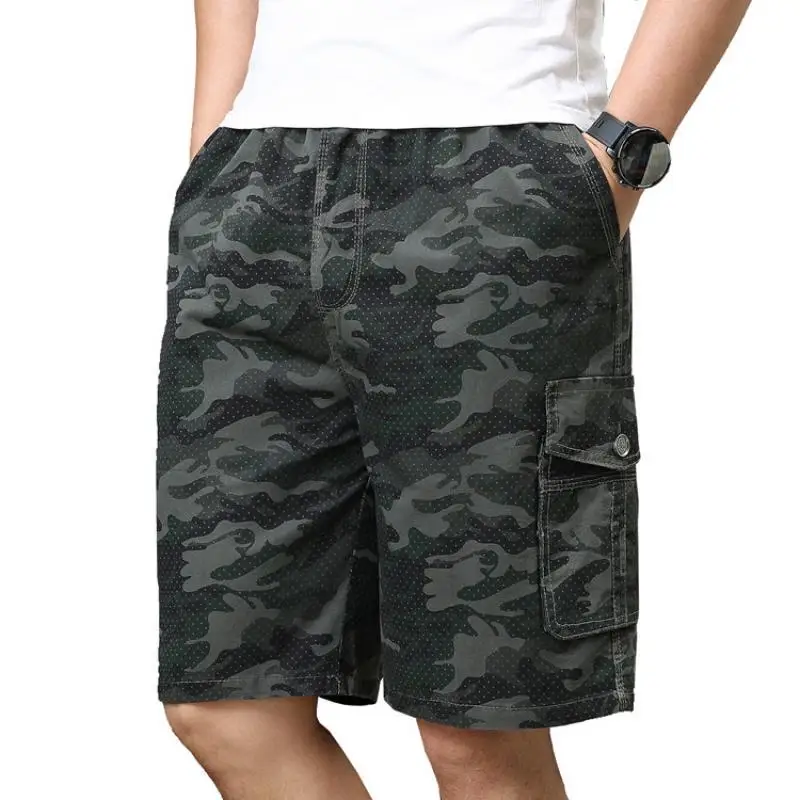

Look Thin Thin Summer Men Tooling Cotton 5-point Pants Father Mid-Pants Multi-pocket Slim Casual Loose Middle-aged Shorts Pants