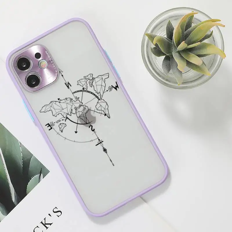 

travel Airplane world map abstract line Phone Case purple matte transparent For iPhone 7 8 x xs xr 11 12 pro plus max mini