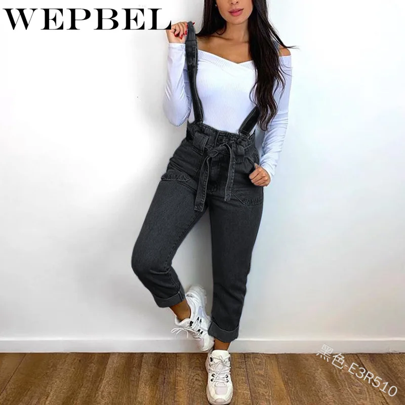 

WEPBEL Women Fashion Denim Jeans BIB Pants Suspender Overalls Straps Jumpsuit Rompers Trousers