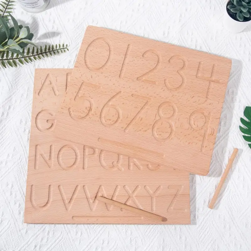 

Wooden Concave-convex Groove Practice Board Early Education Montessori Numerals And Letters Geometry Spelling Board