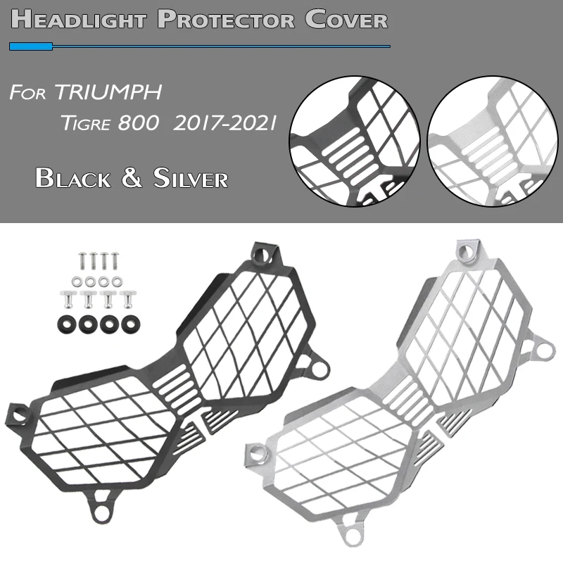 

MKLIGHTECH For TRIUMPH Tiger 800 TIGER800 XC XCX XR XRX 2010-2021 Headlight Shield Guard Protector Headlamp Mesh Grille Cover
