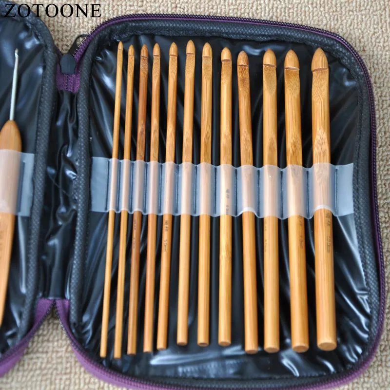 ZOTOONE 20pcs Bamboo Crochet Hooks Knitting Needles Knit Weave Craft Yarn Costura Sewing Accessories Tools Hook Set C | Дом и сад
