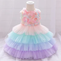 flower baptism lolita dress petal toddler infant 1st birthday dress for baby girl clothing cake tutu dress princess dresses