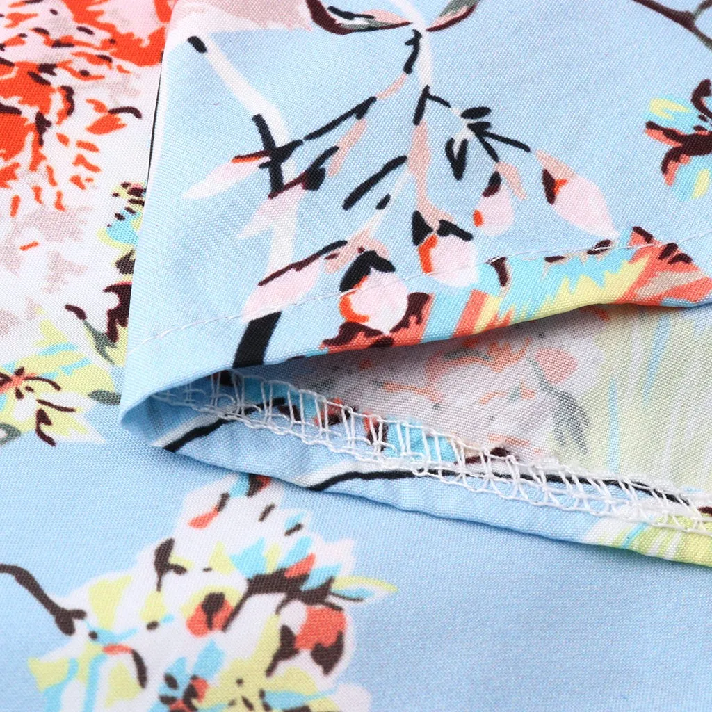 

Fashion Floral Print Wrap Blouse Shirt Loose V-Neck Tops Casual Summer Ladies Tops Female Women Short Sleeve Blusas Pullover