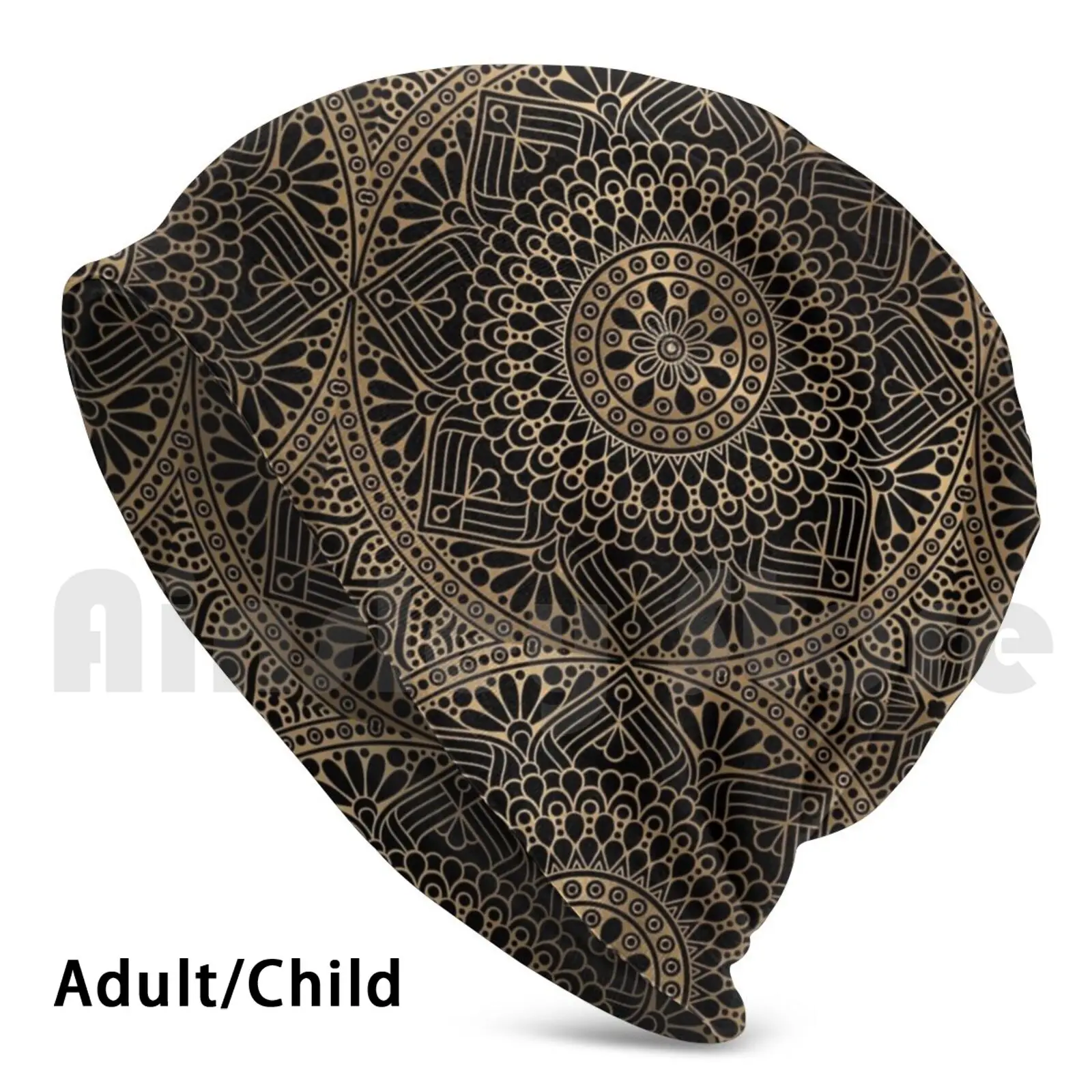 

Luxury Ornamental Beanie Hedging Cap DIY Print Cushion Geometric Gold Pattern Ethnic Mandala Gold Pattern Repeating