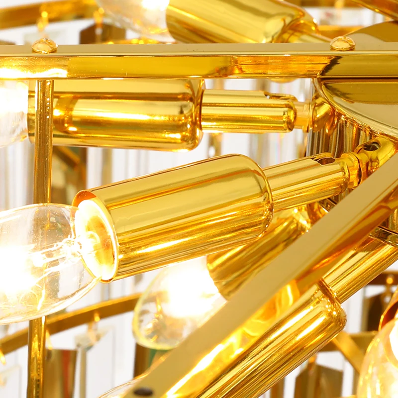 

Led Modern Golden Stainless Steel Hanging Crystal Chandelier Indoor Light Fixture Lustre Suspension Luminaire Lamp Foyer Home