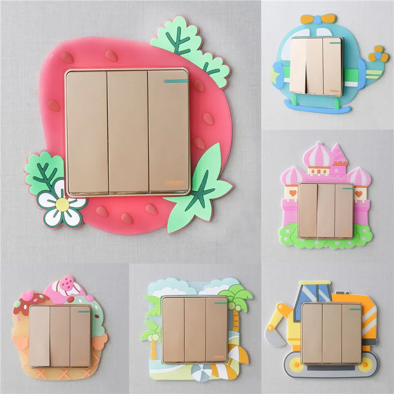 

Cartoon Strawberry Ice Cream Beach Switch Cover Room Decor 3D Silicone On-off Switch Sticker Luminous Switch Outlet Wall Sticker