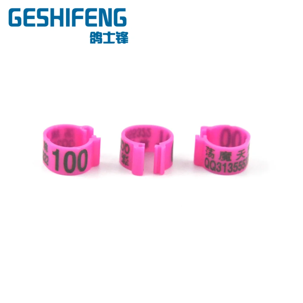 M 100 шт Пластиковые зажимные кольца с номером телефона многоцветные для голубиных