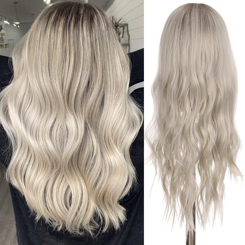 

DIFEI Synthetic Long Wavy Ombre Wig Natural Part Side Hair Cosplay Natural Heat Resistant Wigs For Women Party