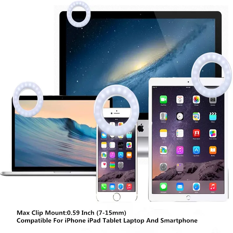 Портативный светодиодный кольцевой светильник для селфи лампа