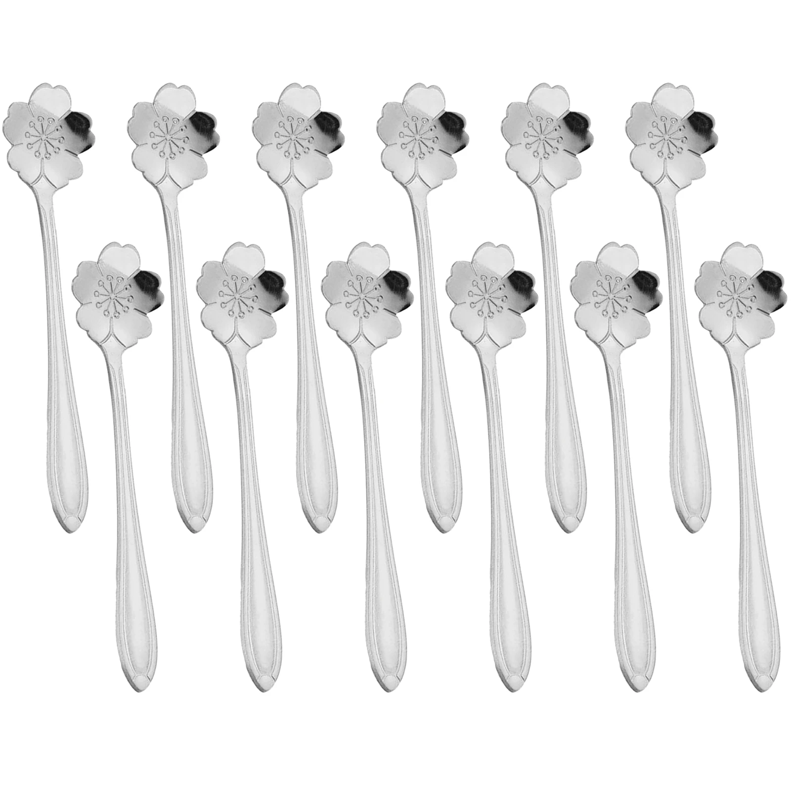 

12pcs Coffee Spoons Flower Shape Dessert Tea Spoon Stainless Steel Stirring Spoon