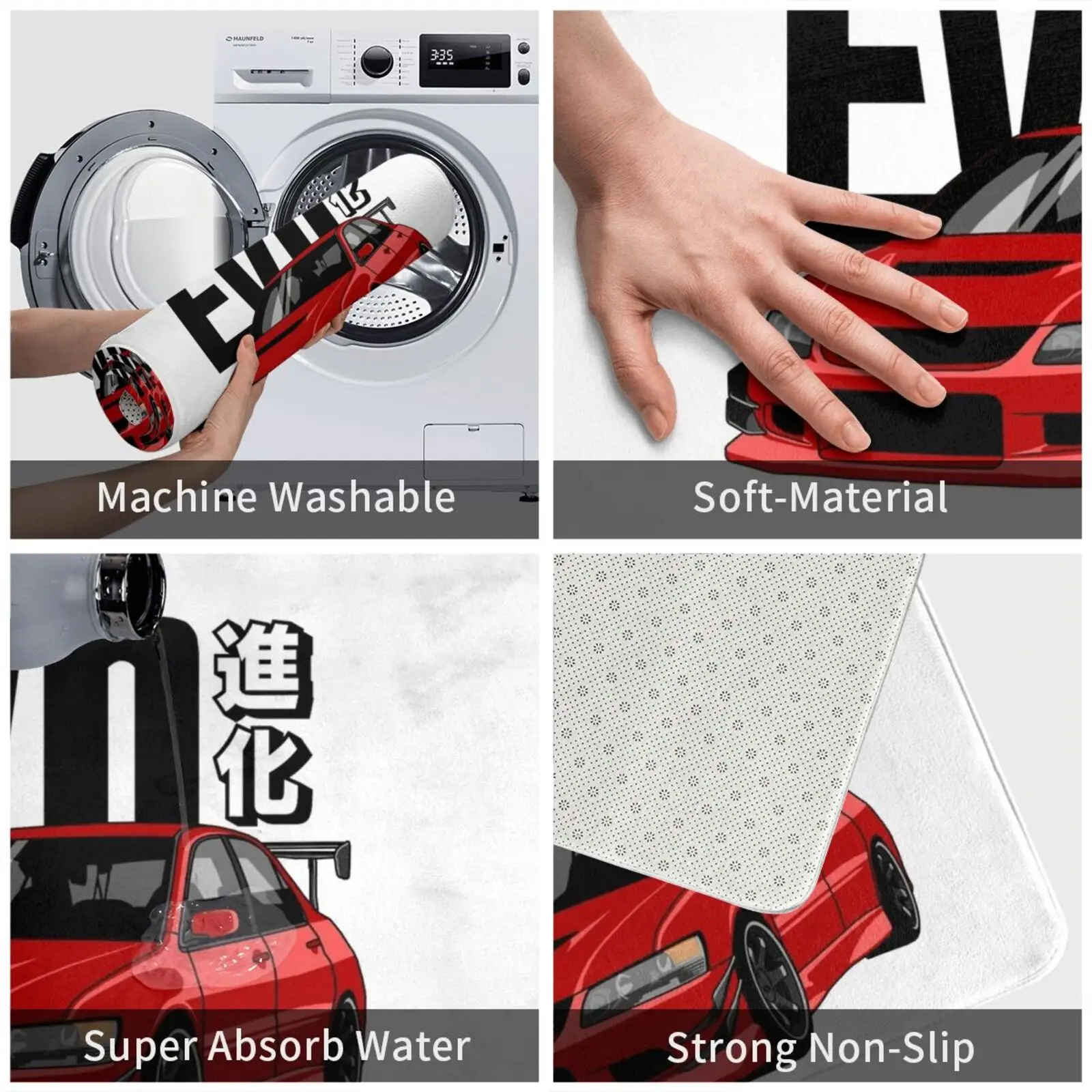 Красный коврик для входной двери Lancer Evo 7 8 9 ванной стоячий с котом смерти из камня