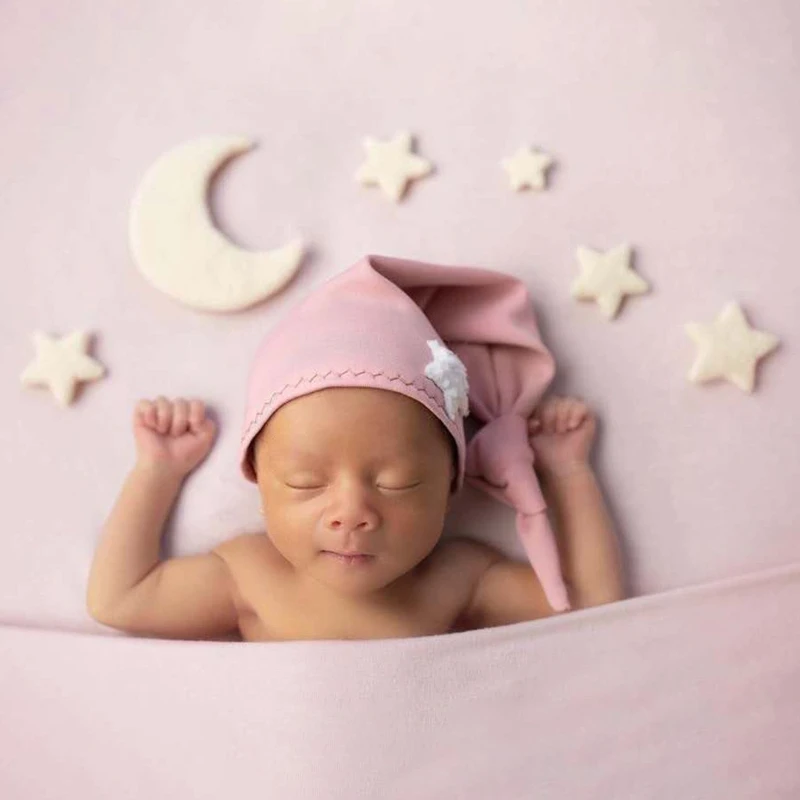 Accesorios de fotograf&iacute;a para beb&eacute; reci&eacute;n nacido, Mini Luna y estrellas de fieltro de lana, accesorios de decoraci&oacute;n para sesi&oacute;n de fotos infantil-1