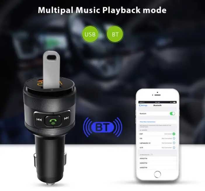 10 шт. C57 Быстрая зарядка 3 0 Автомобильный Bluetooth FM-передатчик двойное USB