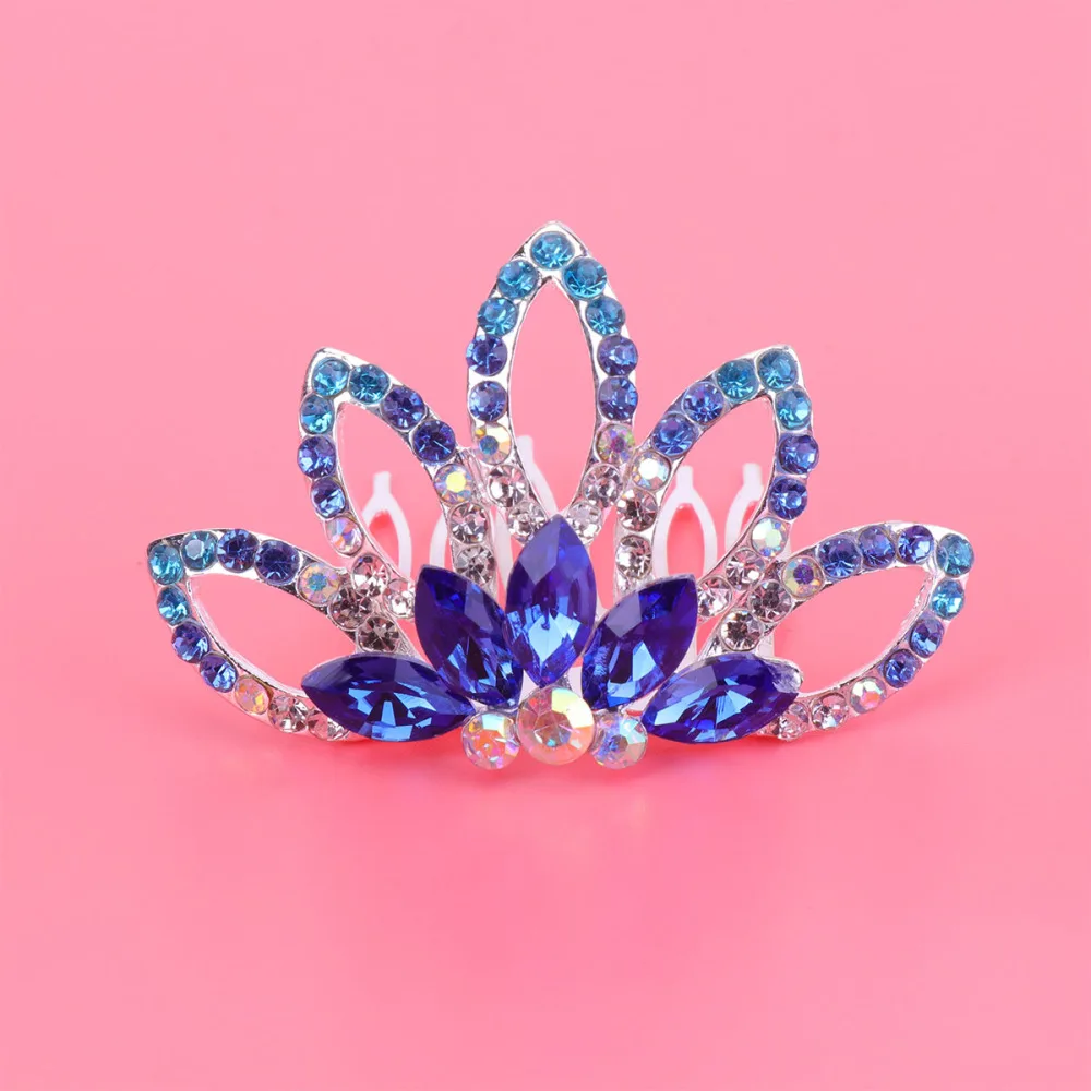 

1PC Colorful Rhinestone Crown Insert Comb Bridal Wedding Hair Comb Headwear for (Colorful)