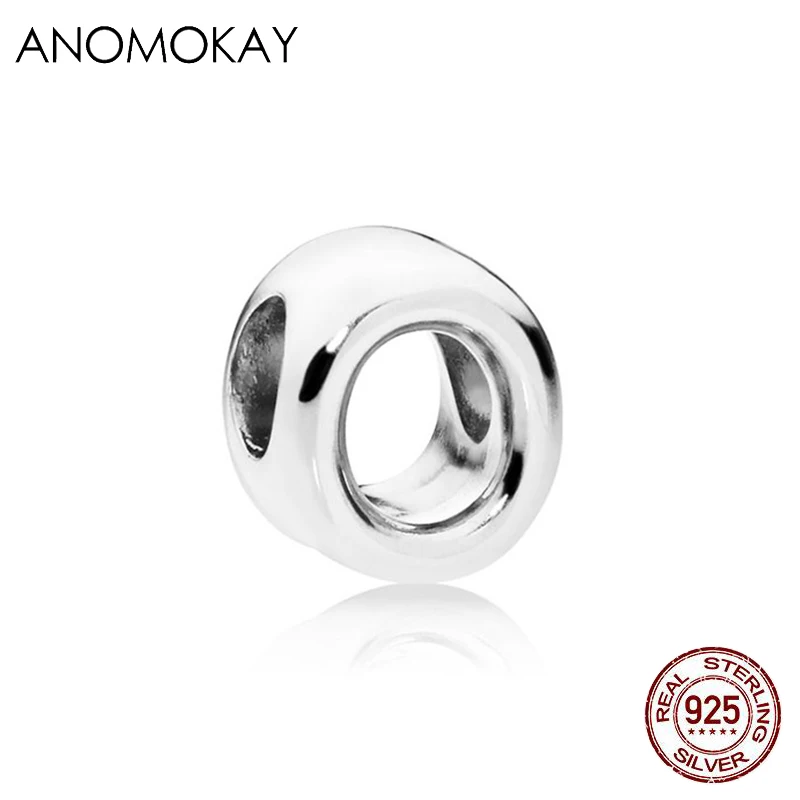 ANOMOKAY, новинка, 925 пробы, серебро, от A до Z, классика, 26 букв, бусины, амулеты, подходят для браслетов Pandora, сделай сам, изготовление ювелирных изделий