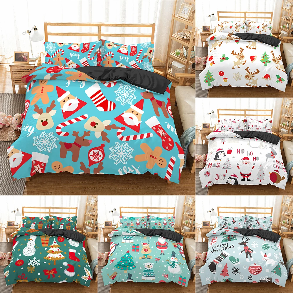 

Bo Niu Christmas Style 3D Bedding Set Duvet Cover Set Cartoon Bed Cover Comforter Cover Set 2/3pcs Bedding Set Queen Size