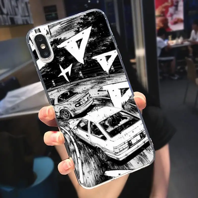 

Cartoon initial d JDM Drift Phone Case Transparent for iPhone 6 7 8 11 12 s mini pro X XS XR MAX Plus