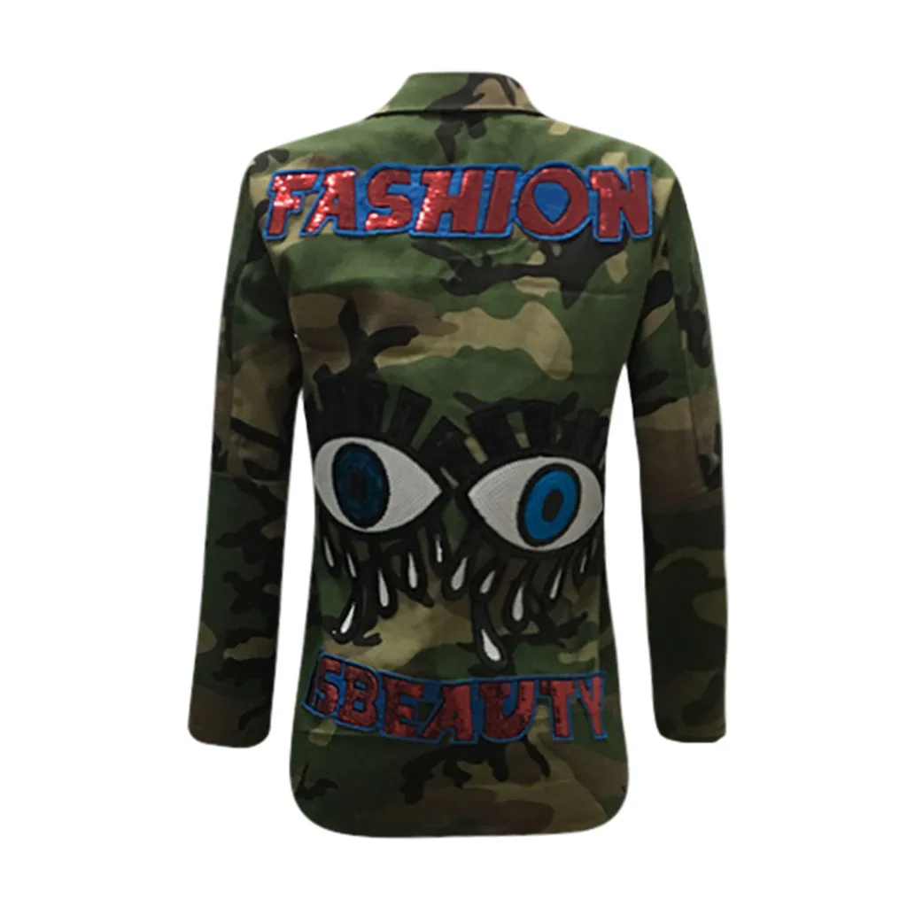 Женская модная камуфляжная повседневная шерстяная куртка на пуговицах кардиган