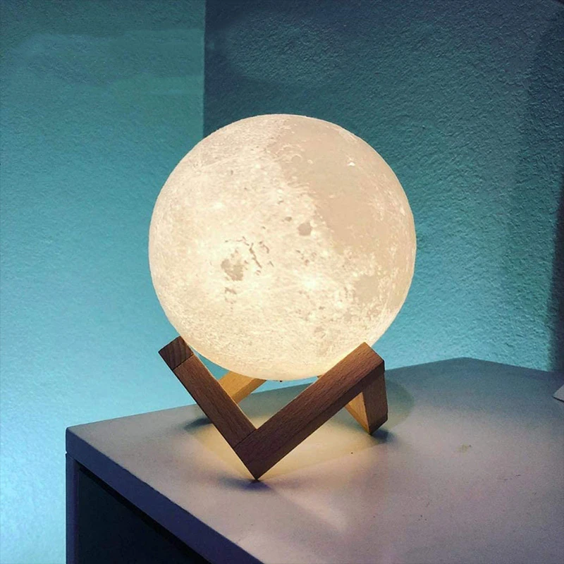 Умный светодиодный настольный декоративный светильник, перезаряжаемый сенсорный 3D светильник в форме Луны с изменением цвета, подарок для ...