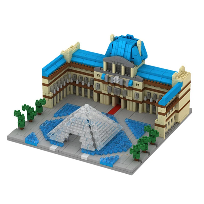 

YZ 054 World Famous Architecture Paris Louvre Museum 3D Model DIY Mini Diamond Blocks Bricks Building Toy for Children no Box