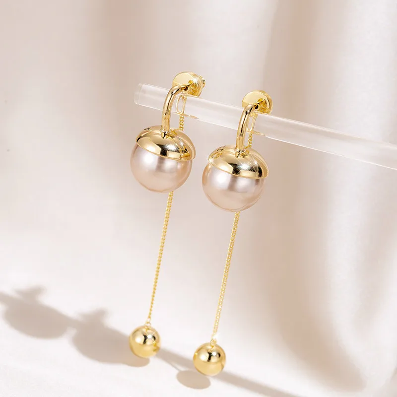 Корейские длинные висячие серьги с кисточками и искусственным жемчугом модные