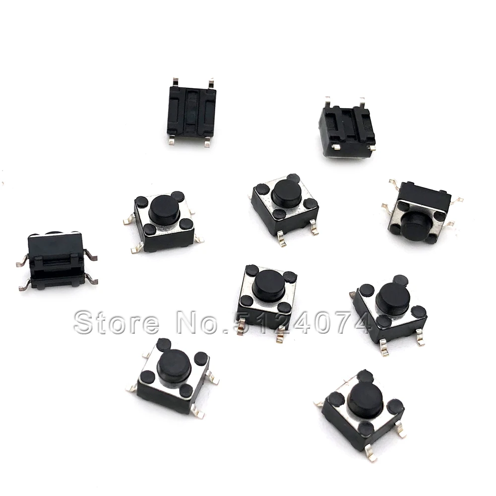 100 шт./лот 6*6*5 мм сенсорный переключатель SMD 4-контактный микрокнопочный 6x6x5 медный