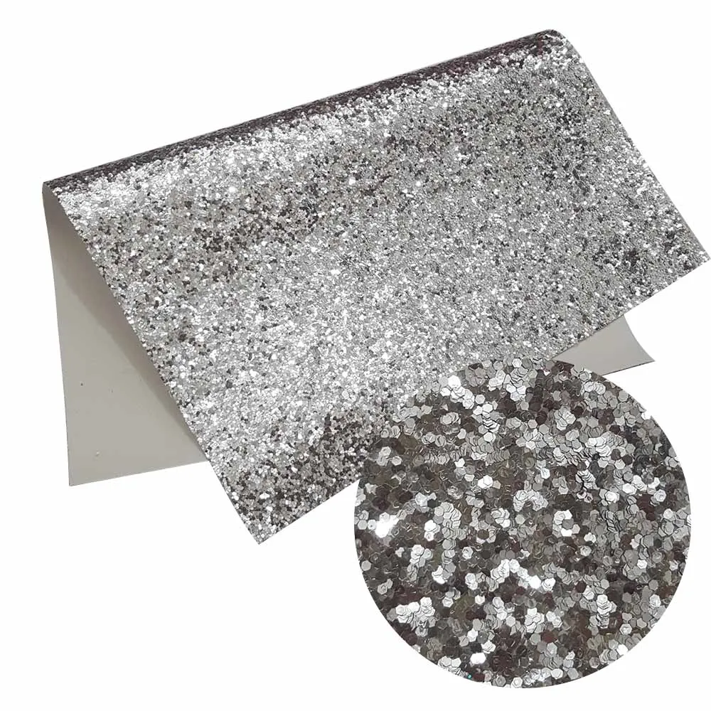 silver Искусственная кожа, листы, плотная блестящая ткань, 2 размера, блестящее золото, А4, синтетическая искусственная шерсть, бант, ткань, сделай сам, ручная работа, аксессуары, ткань - Цвет: silver