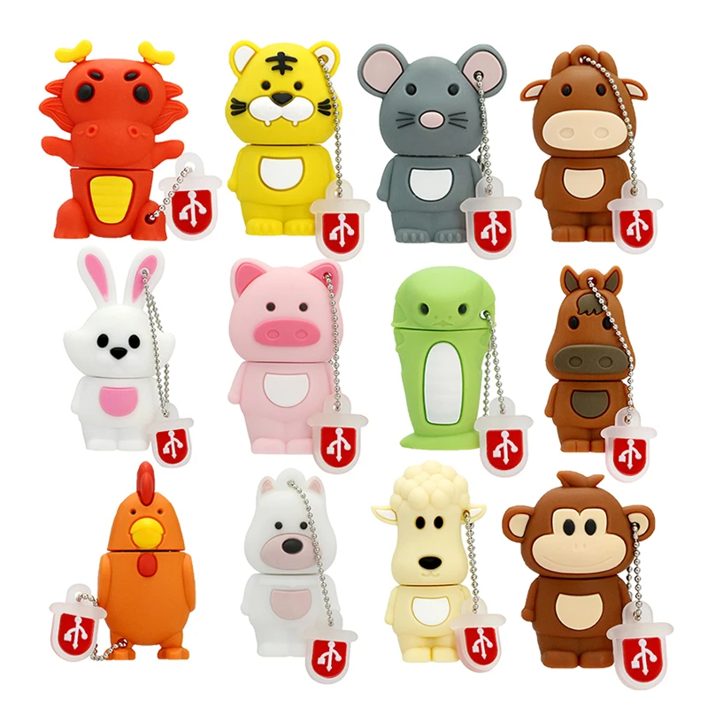 

Chinese Zodiac Signs USB Memory Stick 4 8 16 32 64 128 256 gb Pendrive 256GB 32GB 8GB USB Flash Drive Dog/Pig/Tiger/Rabbit gift